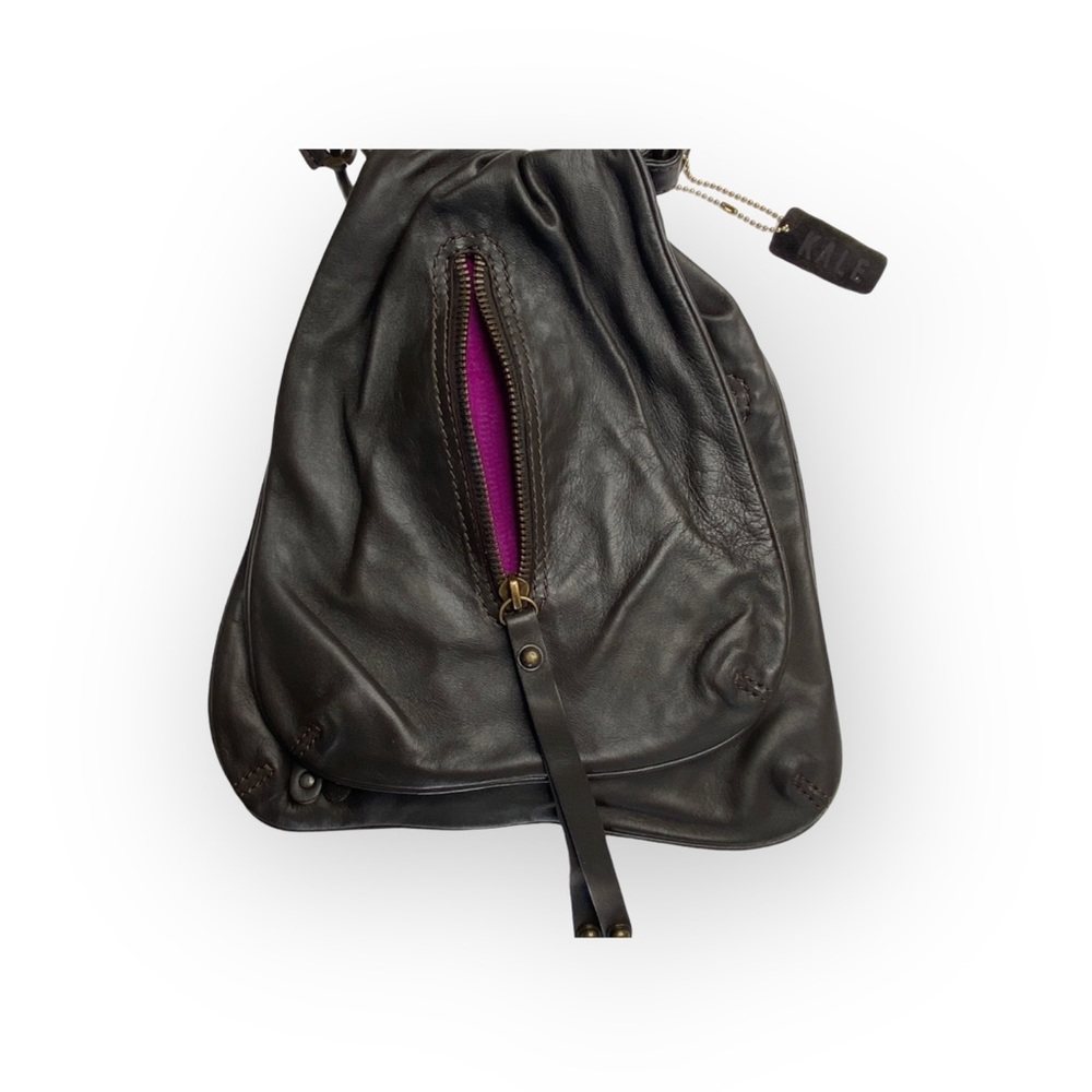 HTF: new Kale  Fashion Forward Diego Lambskin Messenger Bag  Chocolate Leather - Picture 3 of 16